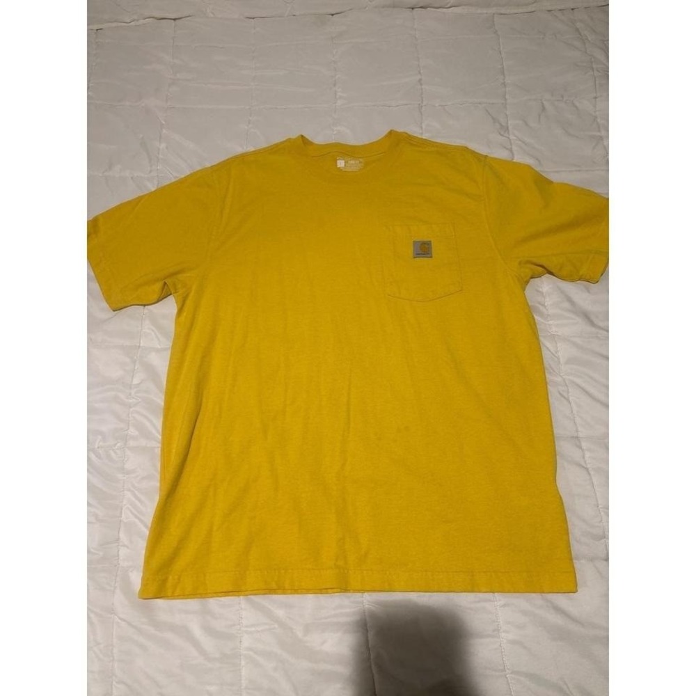 Carhartt Mens Loose Fit Yellow Pocket T Shirt Size Large Workwear‎
